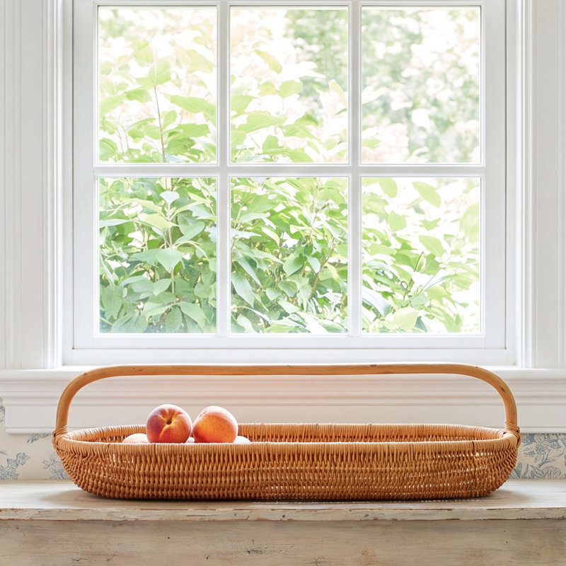 Hand-Woven Rattan Basket with Handle
