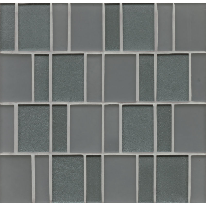 Manhattan Random Sized Glass Mosaic Wall Tile, Concrete