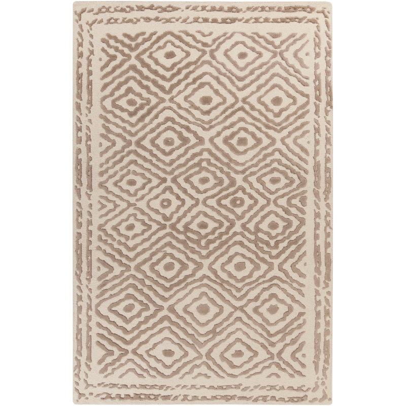 Tapis taupe / beige en laine noué à la main Sala, Rectangle 2 pi x 3 pi