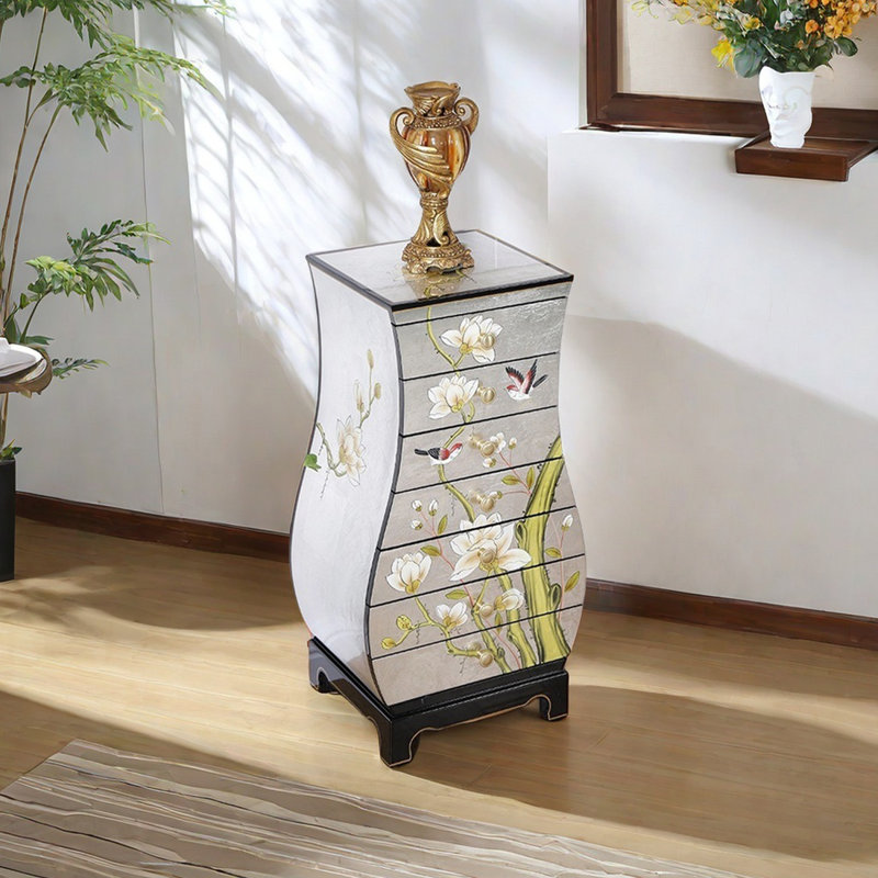 Vase shape painted drawer accent chest