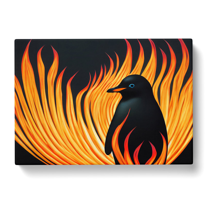 Penguin Flame Art - Wrapped Canvas, 35cm H x 50cm W x 3cm D