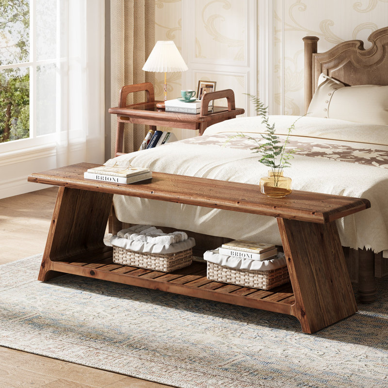 Banc en bois massif 63 po Farmhouse