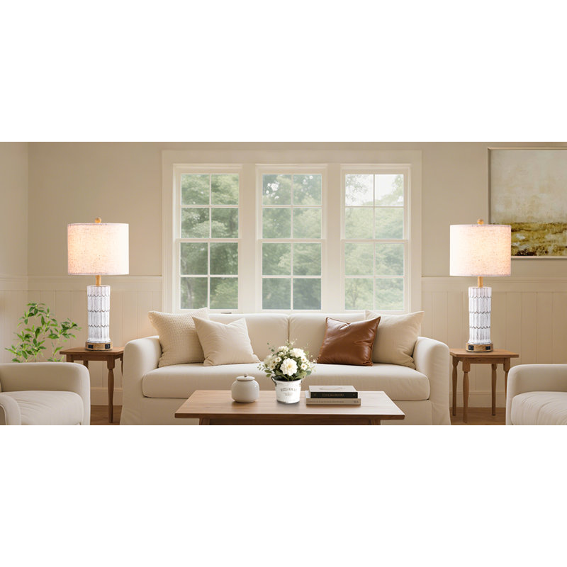 Resin USB Table Lamp, Gray, Beige