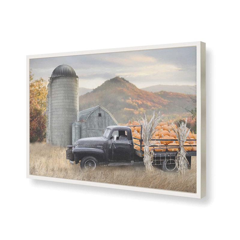 «Autumn at the Pumpkin Farm» par Lori Deiter, reproduction d'art, L 24 po x H 18 po, Blanc, Impression encadrée