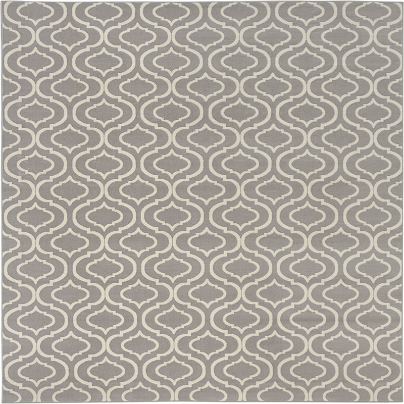 Floral Machine Woven Rectangle 5'3" x 7'3" Polyester Area Rug in Ivory, Rectangle 5' x 7'6"