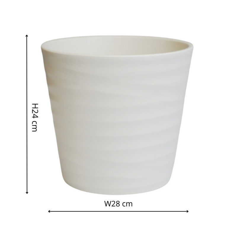 Ceramic Pot Planter, 24cm H x 28cm W x 28cm D, White