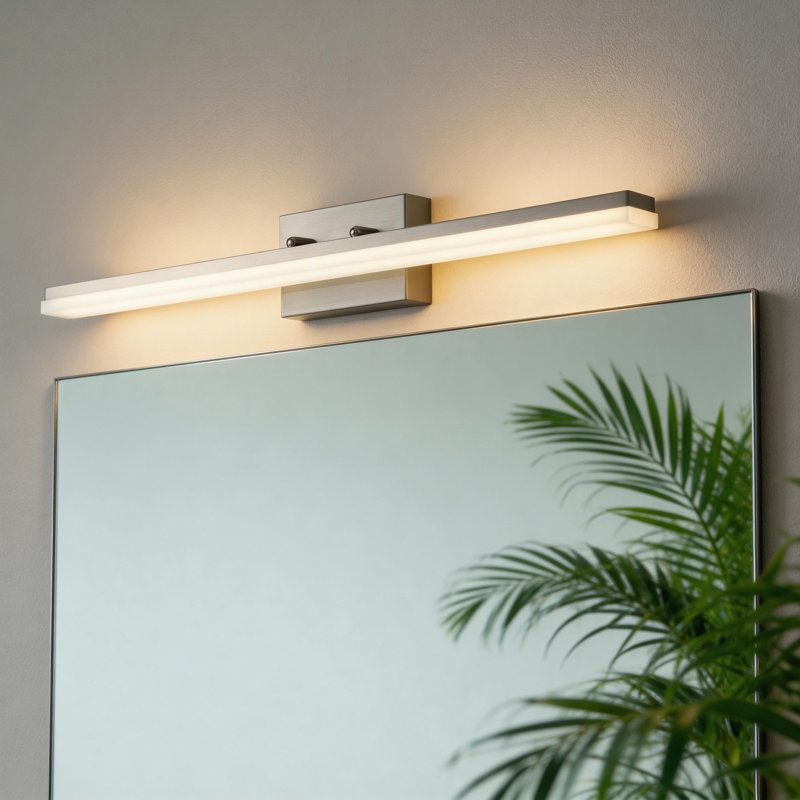 Barre d'éclairage de salle de bain 1 lumière DEL Alfonza, Nickel brossé, Blanc chaud 3 000 K, L 36,61 po