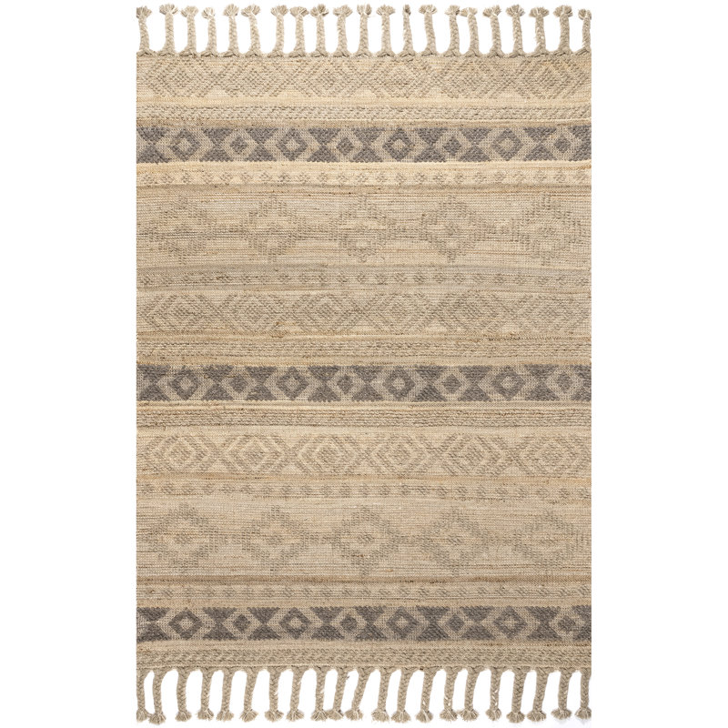 Tapis en jute de laine Akino Tribal, Rectangle 4 pi x 6 pi