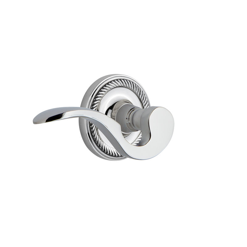 Rope Rosette Passage (Hall & Closet) with Manor Lever, Left, 2.75", Bright Chrome