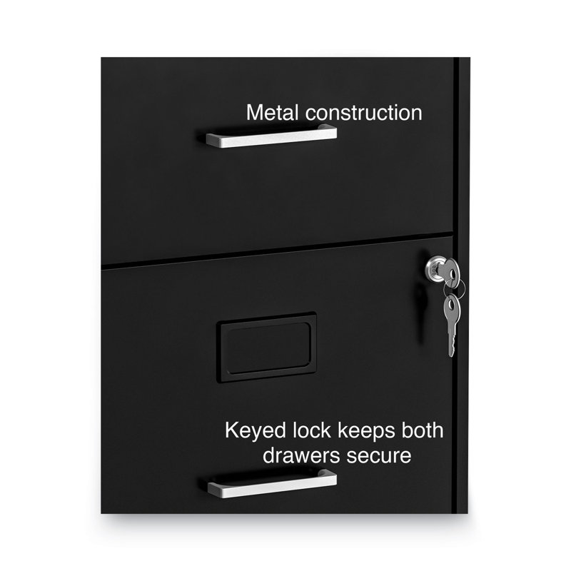 Black 2-Drawer Lockable Vertical Steel File Cabinet