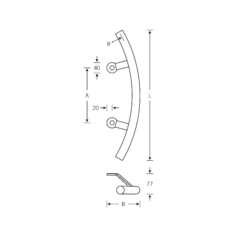 Pull Handle, Satin, 29.21" H x 4.84" W x 3.03" D