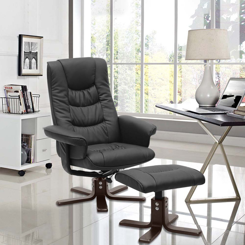 Cashaun 79cm Wide Swivel Wing Chair Recliner, Black