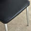  Chaises de salle à manger en polyuréthane avec pieds en métal argenté, ensemble de 4 coussins de style moderne Mid-Century pour salle à manger, noir et argent-1236201135