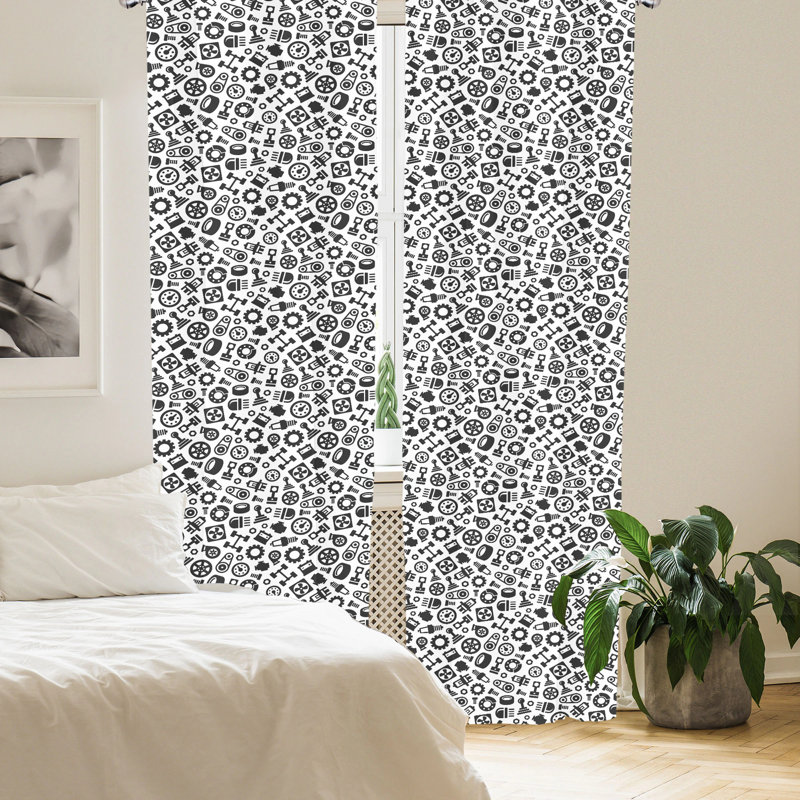 Auto Mechanic Semi-Sheer Rod Pocket Curtain Panels, 28" x 84"