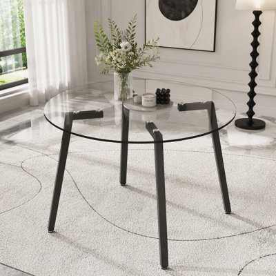42" Round Tempered Glass Dining Table