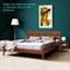 Ensemble de chambre à coucher 2 pièces - Structure de lit plateforme en bois massif et table de chevet assortie, style scandinave moderne Mid-Century, capacité de 800 lb, aucun sommier nécessaire-889326345-889326359