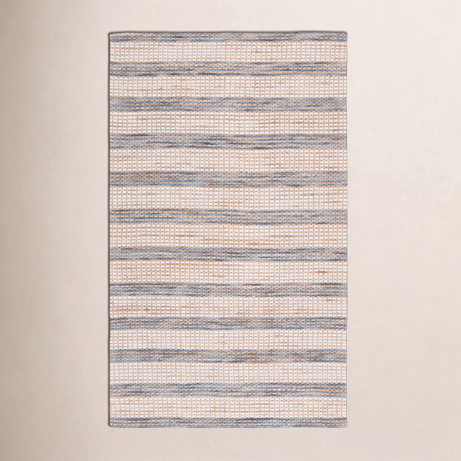 Hand-Tufted Striped Jute Wool Rug, 6'-0" X 9'-0" Rectangle