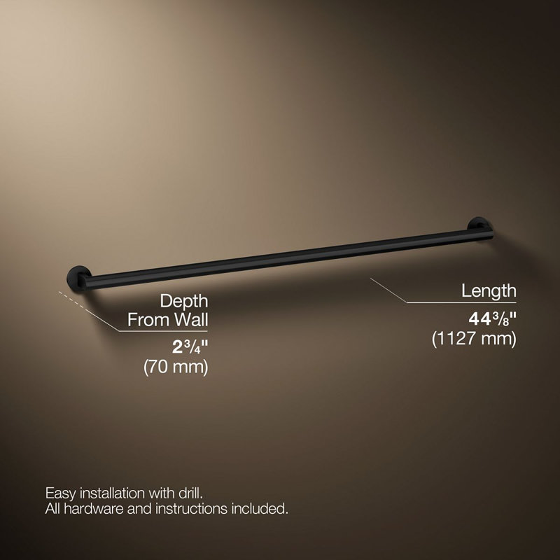 Components In Grab Bar, Matte Black, 42" W