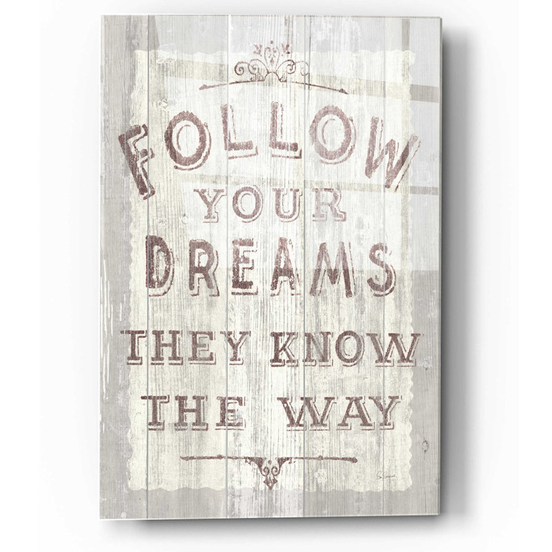 «Follow Dreams Driftwood» par Sue Schlabach, art mural en verre acrylique, H 16 po x l 12 po x P 0,13 po