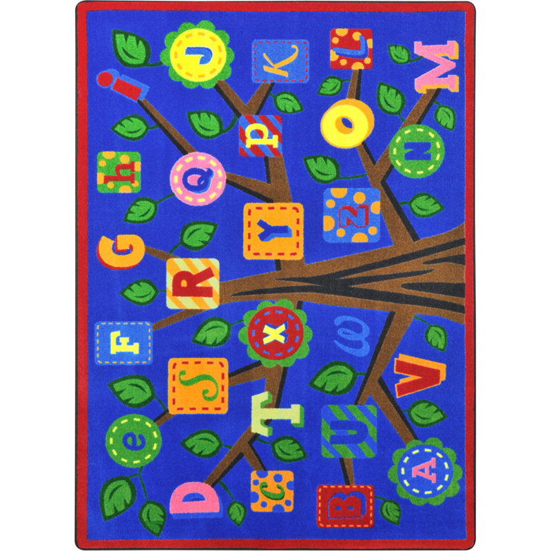 Tapis bleu Alphabet Leaves, 7 pi 8 po x 10 pi 9 po