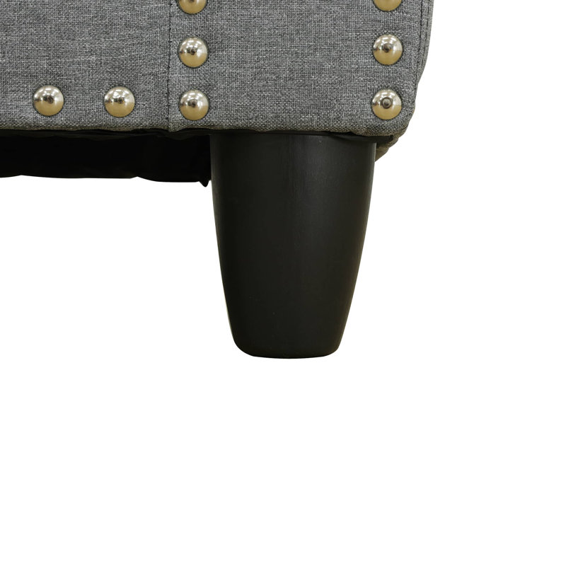 Budapest 97.5'' Wide L Shape Corner Sectional, Right Hand Facing, Charcoal Grey Linen Blend