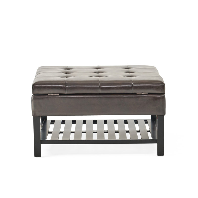 SQUARE OTTOMAN WITH STORAGE AND BOTTOM RACK