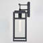 Applique murale d'extérieur à capteur de lumière crépuscule et aube noire texturée 1 lumière H 17,75 po Toisha, métal durable, abat-jour en verre transparent, compatible avec les DEL pour porte de patio ou de garage-1302991264