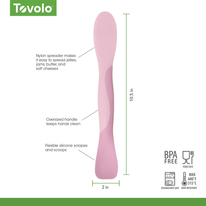 Tovolo ramasse et écarte grand épandeur à double extrémité en silicone, Aqua, 12.5", Sorbet rose