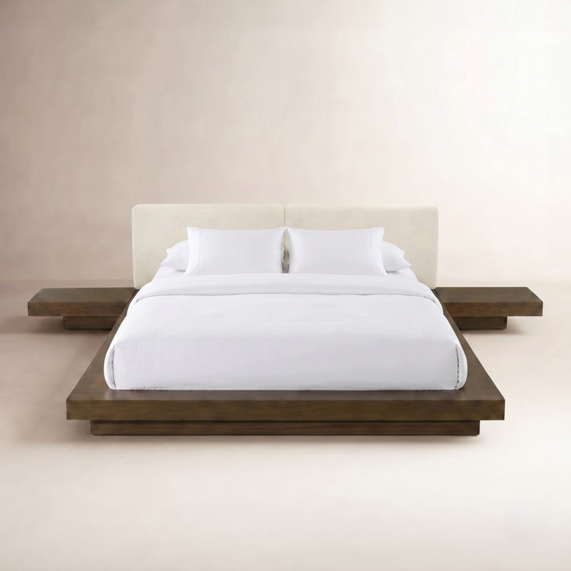 Andzela Upholstered Panel Storage Bed, Eastern King, Walnut/Gray