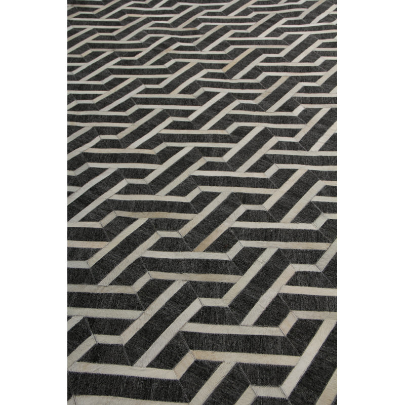 Berlin Cowhide Geometric Area Rug, Rectangle 5' x 8'
