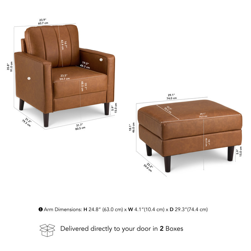 32W Accent Chair And Storage Ottoman