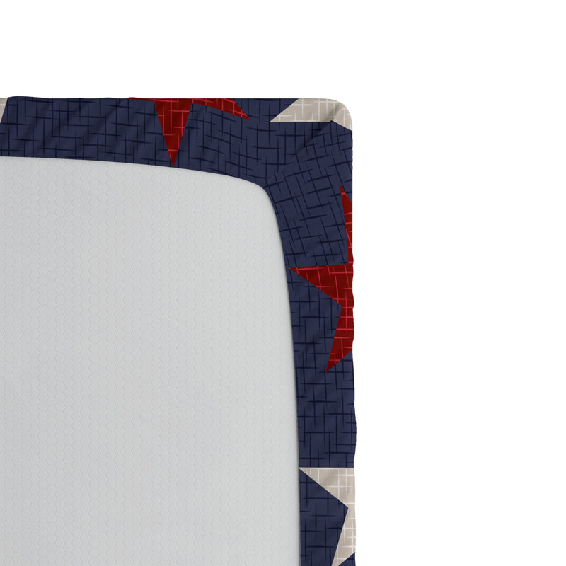 Ambesonne Prehistoric Country Fitted Sheet 2-Pack US Freedom Dark Blue White and Ruby, King Sheet Set
