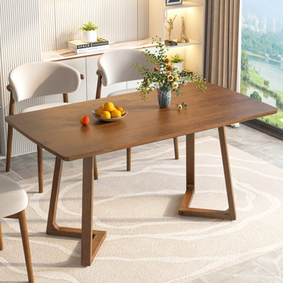 Modern Dining Table For 6 People, Large Rectangular Solid Wood Kitchen Table, Farmhouse Kitchen Tables With V-shaped Wooden Legs, Long Dining Room Tables For Living Room, Home Furniture, Walnut