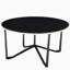 Ensemble de table basse ronde et tables de bout 3 pièces, ensemble de salon moderne avec cadre en verre trempé noir