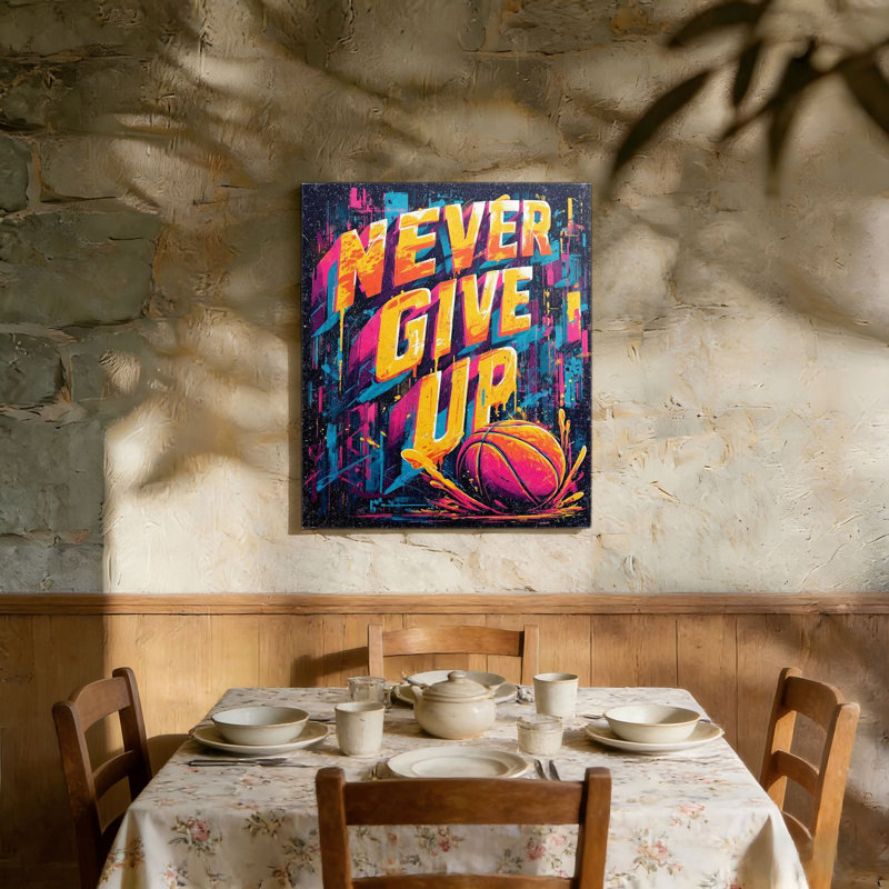 «Blue Vibrant Sports Quote», art mural en bois à l'arrière avec cadre mural 36 po x 24 po