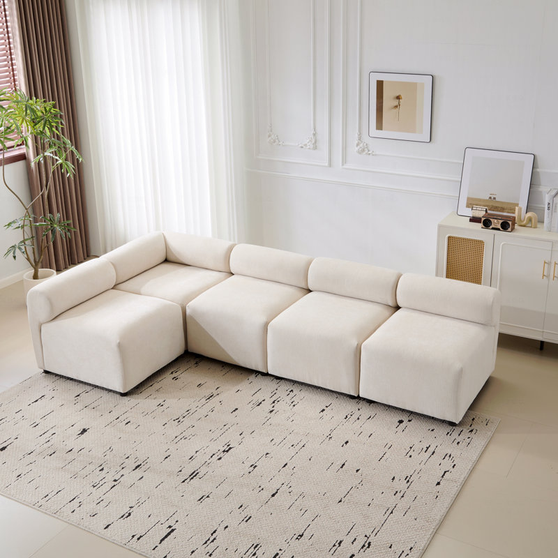 Canapé modulaire Basic, canapé modulaire 5 pièces en forme de L, H 27 po x l 109 po x P 57 po