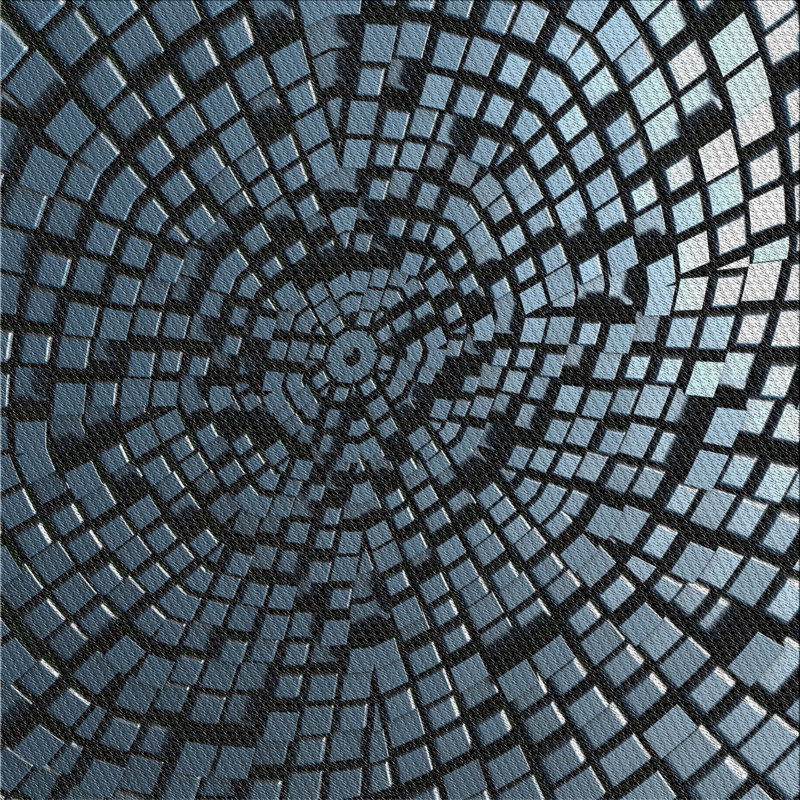 Tapis noir/bleu à motifs, Carré 8 pi