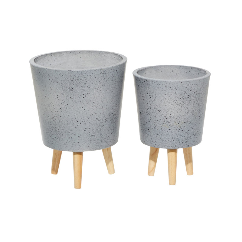 Ensemble de pots à fleurs en métal 2 pièces Annis, Gris