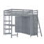 Lit mezzanine double avec garde-robe, bureau et tablettes