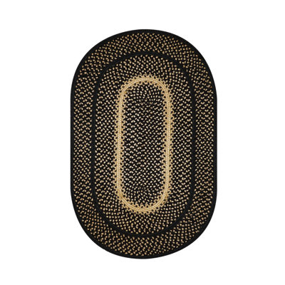 Cynthy Jute Braided Reversible Primitive Black/Tan Rug