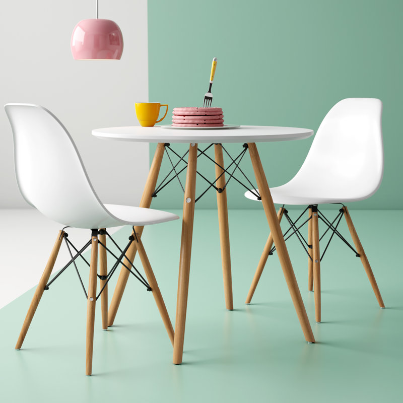 Modholic 32" Eiffel Table & Set of 2 Wood Legs Chairs