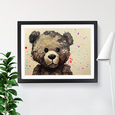 Splashed Teddy Bear - Framed Print