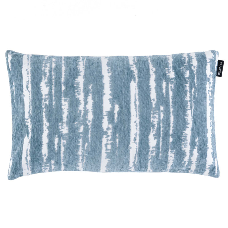 Light Blue and White Abstract Striped Rectangular Throw Pillow
