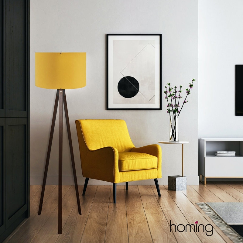 Scandinavian Style Floor Lamp, 55.1 Inches Tall, Brown 100% MDF with PVC Cap, 15.0 Inches Diameter | E27 Socket, Max 40W | Elegant, Minimalist Design for Living Room, Bedroom & Office Lighting