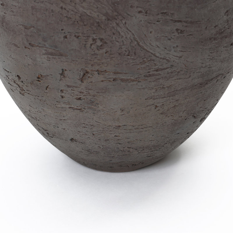 Antique Brown Cement Vase, 12.8" Tall Rustic Home Accent, 12.8" H x 8.86" Diameter