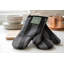 CENA Lot de 2 gants de cuisine noirs tissés avec poignée en silicone, gants de cuisine en coton résistant à la chaleur de 33 cm pour la cuisson et la pâtisserie