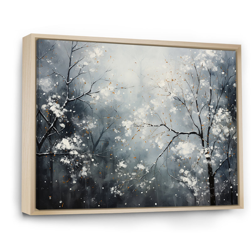 «Winter Tree Minimal Landscape» sur toile, Cadre naturel flottant, H 16 po x l 32 po x P 1 po