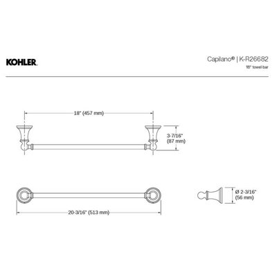 KOHLER CAPILANO 18" TOWEL BAR