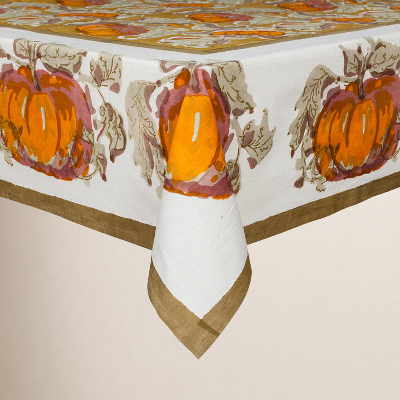 Pumpkin Tablecloth, 71" L x 71" W, Yellow