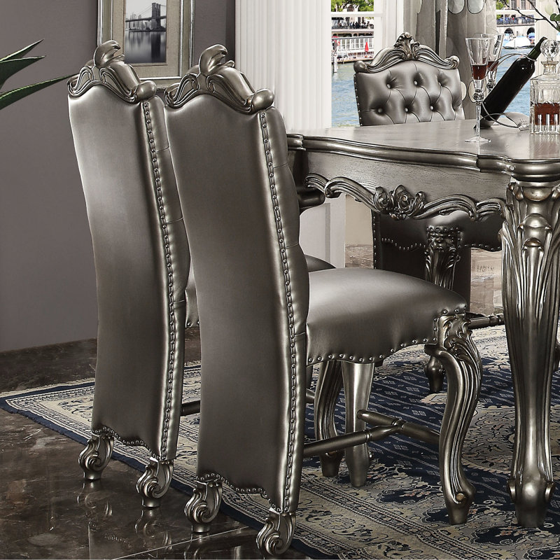 De 2 chaises à hauteur de comptoir: argent et platine antique pour une salle à manger de rêve splendide, Argent argent